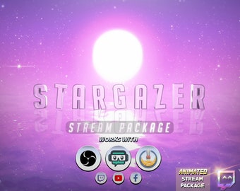 Animated Galaxy Stream Overlays Pack | Stargazer | Twitch - Cute - Kawaii - Pink - Galaxy - Pastel