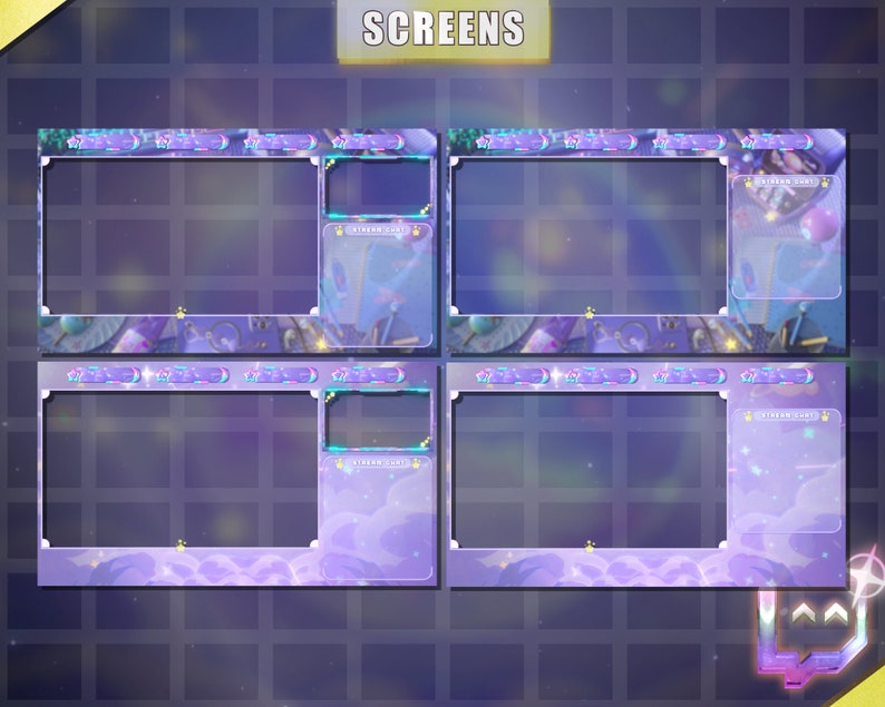 Twitch Animated Overlay Pack for Stream | Dream Desk | Cute - Galaxy ...