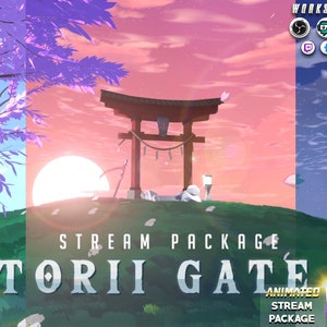 Animated Japanese Twitch Overlay Pack for Stream | Torii Gate | Japanese - Samurai - Aesthetic - Anime - Ninja