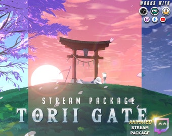 Animated Japanese Twitch Overlay Pack for Stream | Torii Gate | Japanese - Samurai - Aesthetic - Anime - Ninja