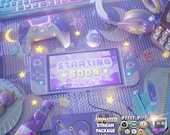 Twitch Animated Overlay Pack for Stream | Dream Desk | Cute - Galaxy - Cozy - Stars - Pastel - Kawaii - Lofi