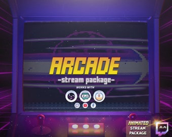 Animated Retro Stream Overlays Pack | Arcade | Twitch - Retro - Vaporwave - Pixel Art