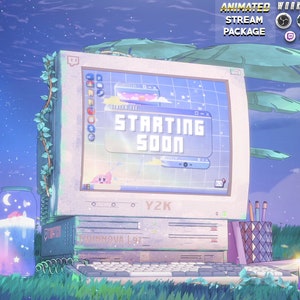 Animated Aesthetic Twitch Overlay Pack for Stream | Vintage v3 | Retro - Vaporwave - Plants - Cute - Moon - Lofi - Stars