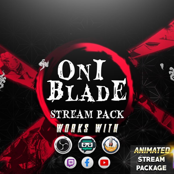 Animiertes Anime Twitch Overlay Pack für Stream | Oniklinge | Dämon - Samurai - Katana - Shinobi - Japaner