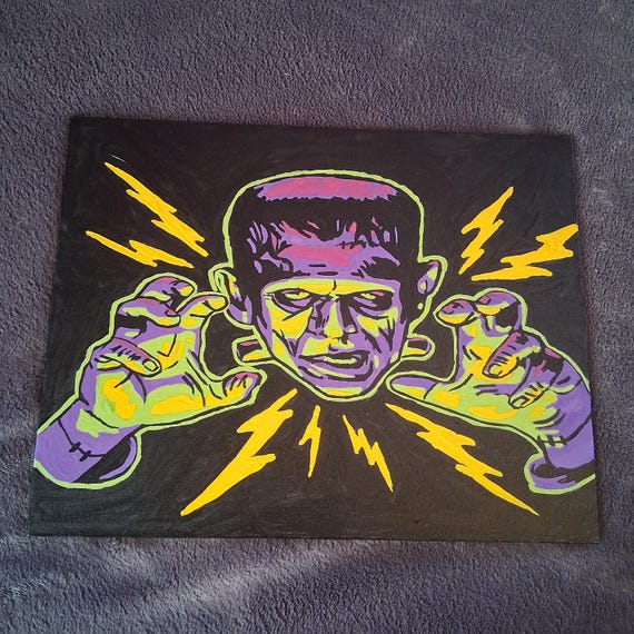 フランケンシュタイン　絵画　アクリル絵画 手作りのフランケンシュタインのアクリル画 - Etsy 日本