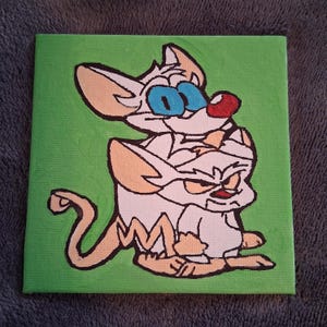 Handmade Pinky and the Brain Acrylic Painting