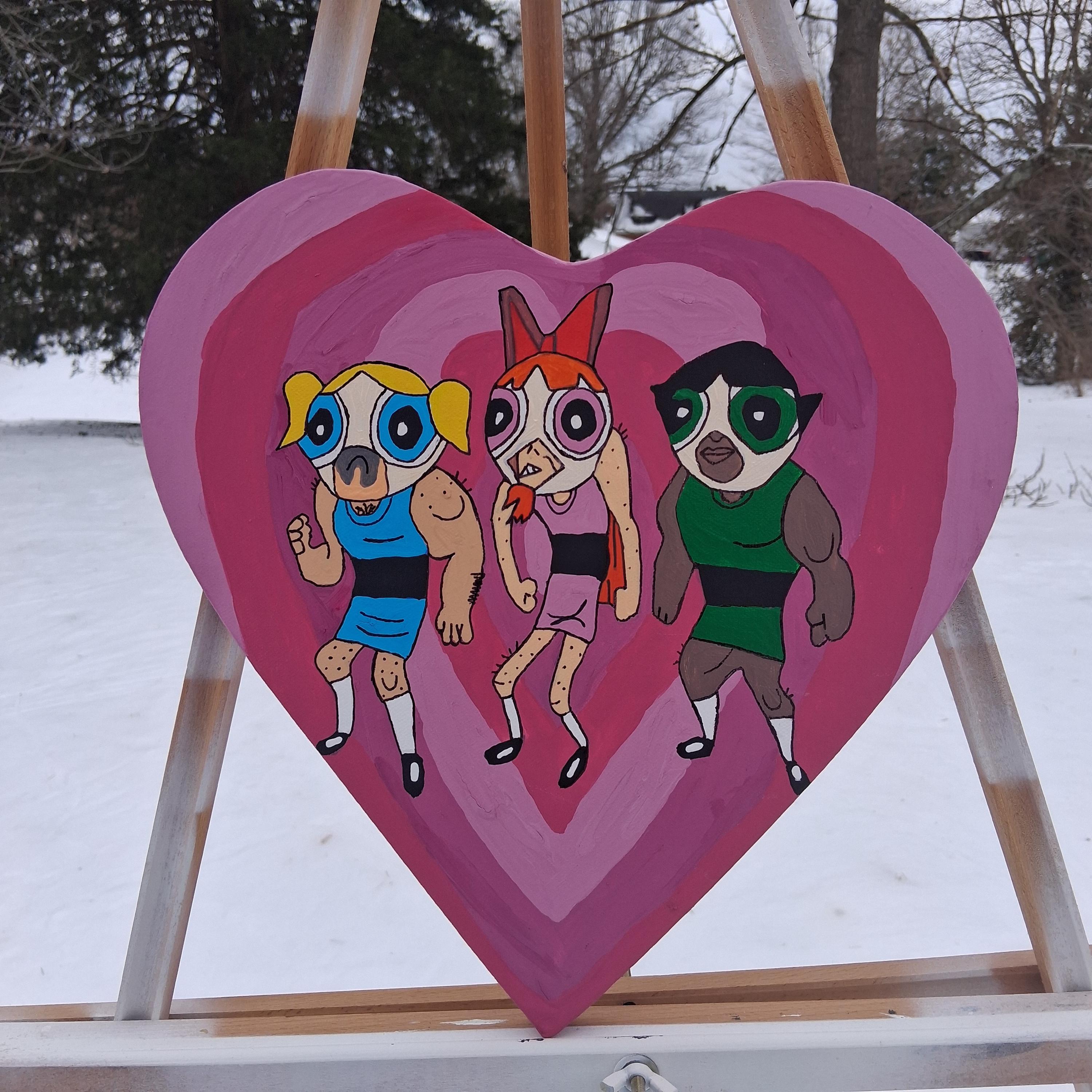 Handmade the Fake Powerpuff Girls Acrylic Painting - Etsy