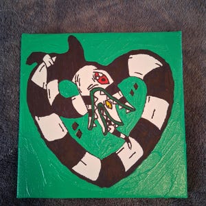 Handmade Beetlejuice Sandworm Acrylic Painting