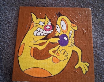 Handmade CatDog Acrylic Painting