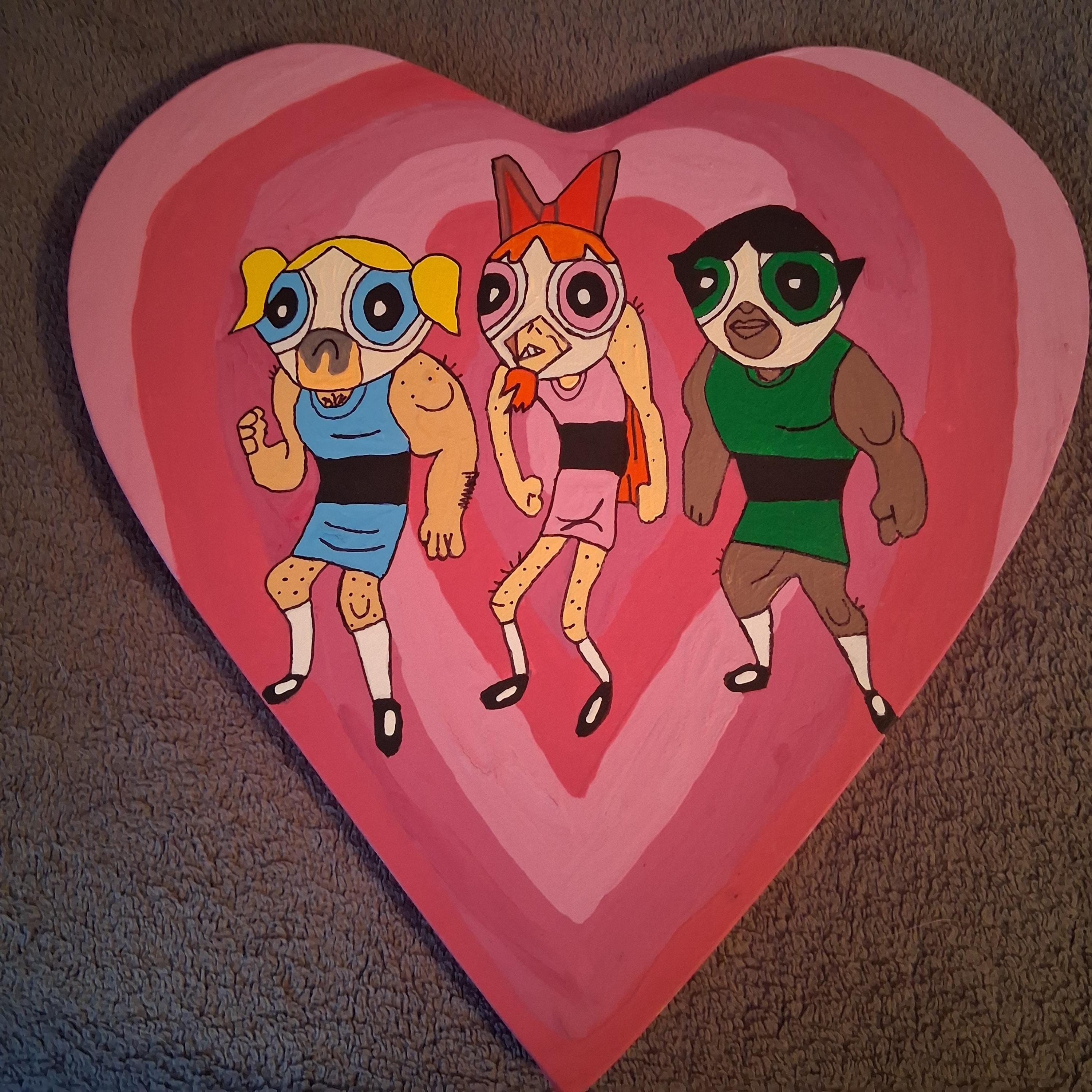 Handmade the Fake Powerpuff Girls Acrylic Painting - Etsy