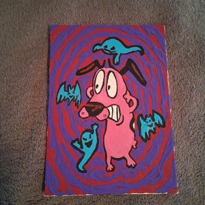 Handmade Courage the Cowardly Dog Acrylic Painting