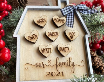 maison familiale Noël, Ornement, SVG personnalisé, Fichier laser, Glowforge