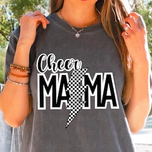 Cheer Mama Checkered Bolt, Cheer mom, Cheer mama PNG file, sublimation file, Cheer Mama T shirt