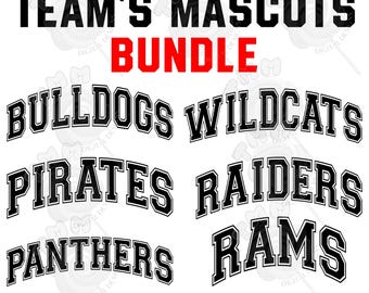 Mascots Varsity Font curved bundle, mascots PNG, mascots digital file, bulldogs, wildcats, pirates, raiders, panthers, rams PNG