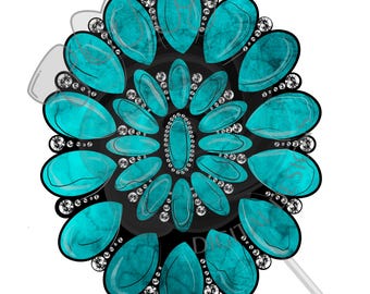 Paquete de imágenes prediseñadas PNG de gemas turquesas de diamantes de imitación dibujadas a mano, imágenes prediseñadas de diamantes de imitación para uso digital, diseños digitales TMM