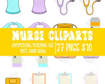 Krankenschwester Cliparts von Hand gezeichnet, Krankenschwester Clipart für den digitalen Gebrauch, TMM Digital Designs