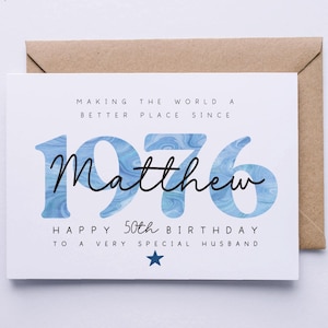 50th birthday card, personalised 50th birthday card for him, friend, uncle, brother, husband, godfather, dad, son card, fifty image 1
