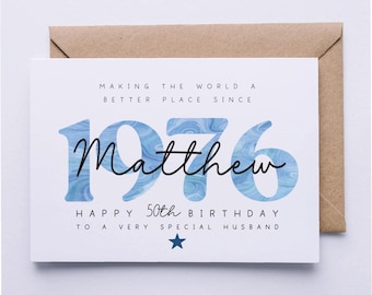 50th birthday card, personalised 50th birthday card for him, friend, uncle, brother, husband, godfather, dad, son card, fifty