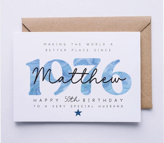 50th birthday card, personalised 50th birthday card for him, friend, uncle, brother, husband, godfather, dad, son card, fifty