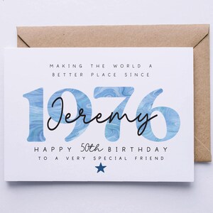 50th birthday card, personalised 50th birthday card for him, friend, uncle, brother, husband, godfather, dad, son card, fifty image 2