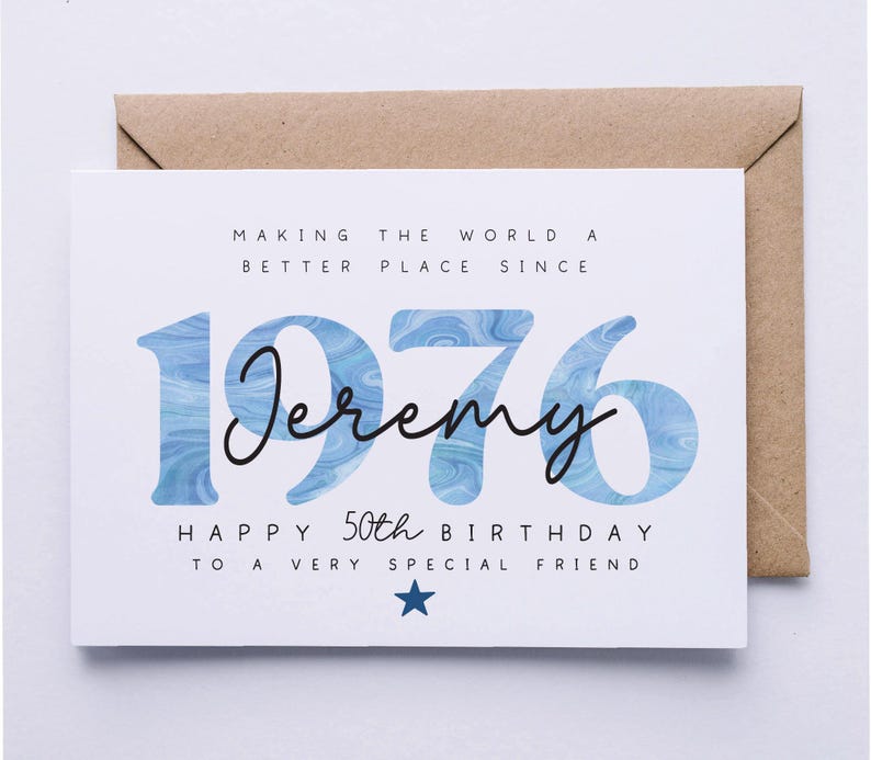 50th birthday card, personalised 50th birthday card for him, friend, uncle, brother, husband, godfather, dad, son card, fifty image 2