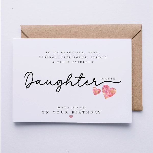 Daughter birthday card, personalised card, birthday card for Daughter