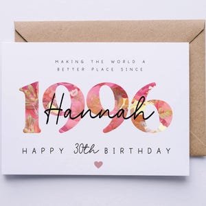 30th birthday card, card for her, personalised card, 30th birthday card for daughter, granddaughter, niece, sister, goddaughter, friend, zdjęcie 3