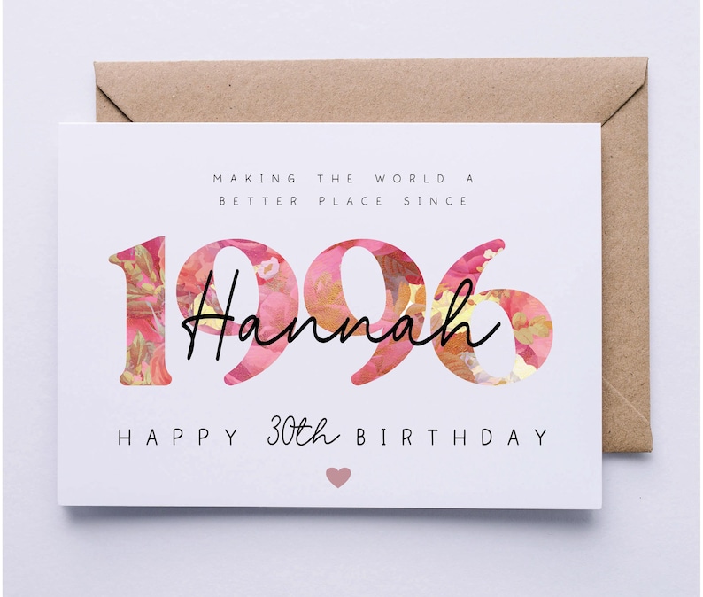 30th birthday card, card for her, personalised card, 30th birthday card for daughter, granddaughter, niece, sister, goddaughter, friend, zdjęcie 3