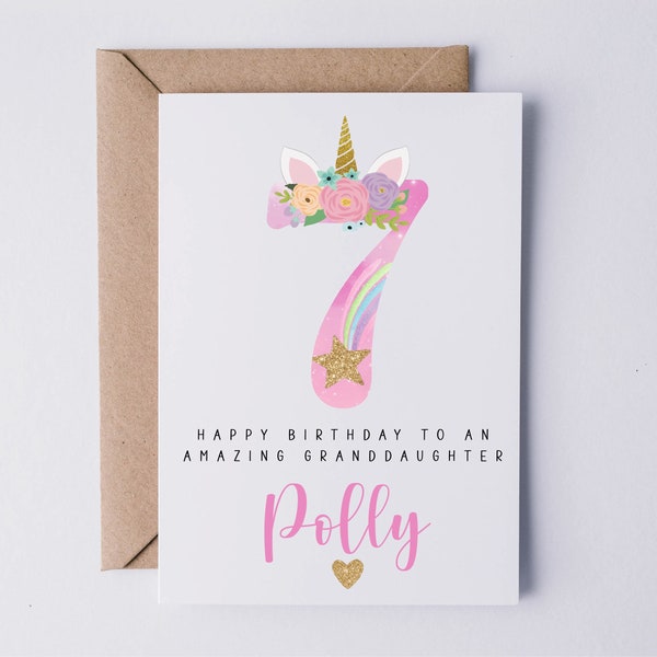 Granddaughter Seventh Birthday Card - View #4