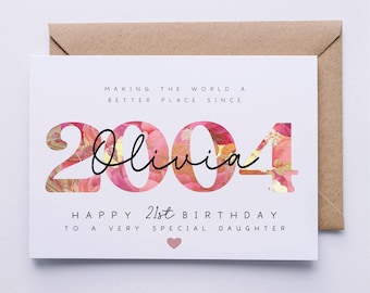 21st birthday card, card for her, personalised card, 21st birthday card for daughter, granddaughter, niece, sister, goddaughter, friend