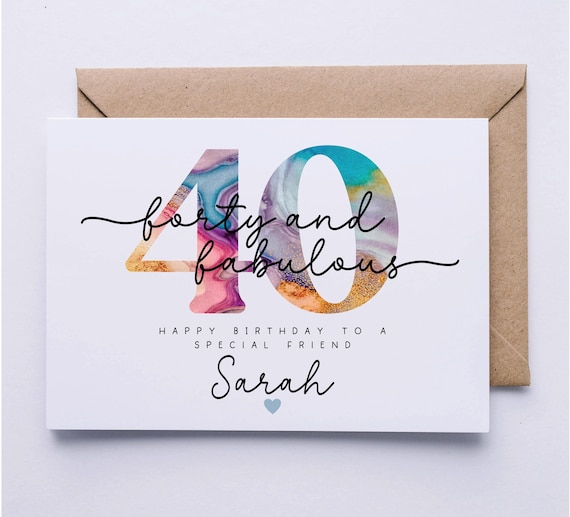 40th birthday card, personalised card, forty today, card for 40th, card for her, daughter, niece, friend, wife, sister, girlfriend, auntie