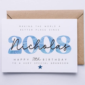 Personalised 18th birthday card for him, 18th birthday card for son, friend, nephew, cousin, brother, grandson, godson, eightieth card image 1