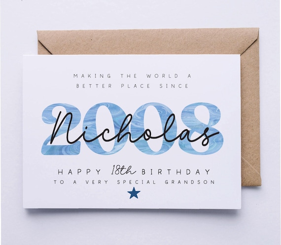 Personalised 18th birthday card for him, 18th birthday card for  son, friend, nephew, cousin, brother, grandson, godson, eightieth  card
