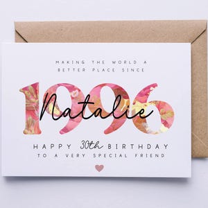 30th birthday card, card for her, personalised card, 30th birthday card for daughter, granddaughter, niece, sister, goddaughter, friend, zdjęcie 1
