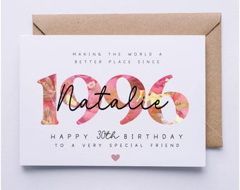 30th birthday card, card for her, personalised card, 30th birthday card for daughter, granddaughter, niece, sister, goddaughter, friend,