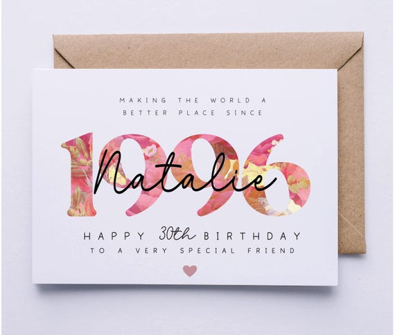 30th birthday card, card for her, personalised card, 30th birthday card for daughter, granddaughter, niece, sister, goddaughter, friend,