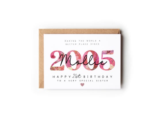 21st birthday card, card for her, personalised card, 21st birthday card for daughter, granddaughter, niece, sister, goddaughter, friend