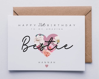 Bestie birthday card, best friend card, card for bestie, personalised, card for besties 18th, 21st, 30th, 40th, 50th, 60th