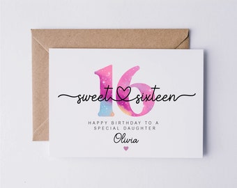 Personalised 16th Birthday Card for Her Born in 2008 Greetings Card 16 ...