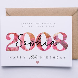18th birthday card, card for her, personalised card, 18th birthday card for daughter, granddaughter, niece, sister, goddaughter, friend image 3