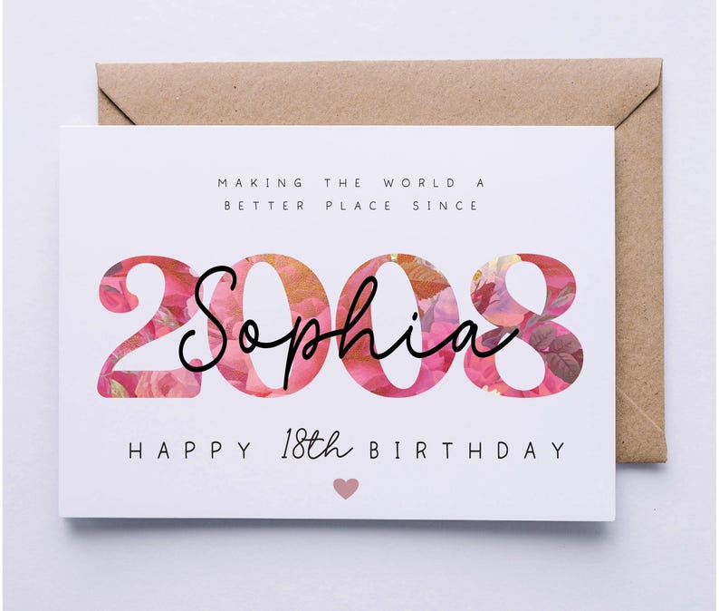 18th birthday card, card for her, personalised card, 18th birthday card for daughter, granddaughter, niece, sister, goddaughter, friend image 3