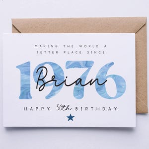 50th birthday card, personalised 50th birthday card for him, friend, uncle, brother, husband, godfather, dad, son card, fifty image 3