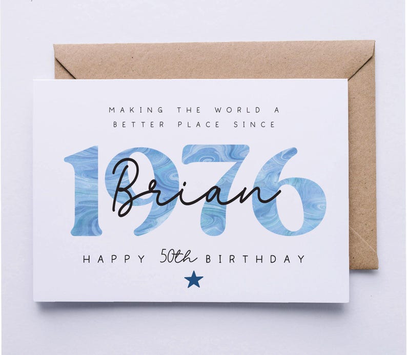 50th birthday card, personalised 50th birthday card for him, friend, uncle, brother, husband, godfather, dad, son card, fifty image 3