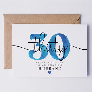 Husbands 30th birthday card, 30th birthday card for husband, personalised birthday card for husbands birthday