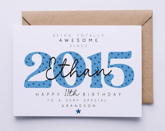 Personalised 11th birthday card, card for him, 11 today, happy 11th birthday card,  son, grandson, friend, nephew, brother, godson