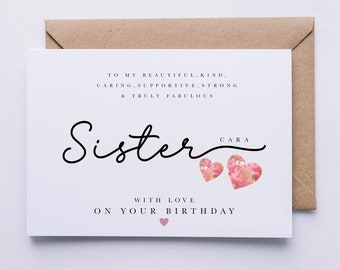 Sister birthday card, personalised card, birthday card for Sister