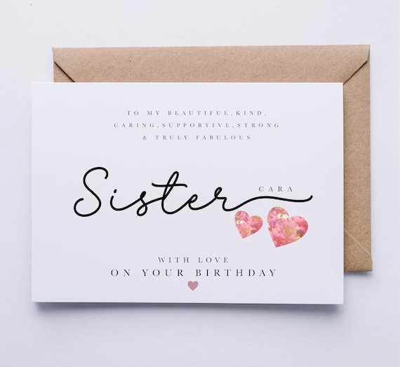 Sister birthday card, personalised card, birthday card for Sister