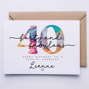 Tarjeta de 40 cumpleaños, tarjeta personalizada, cuarenta hoy, tarjeta para el 40, tarjeta para ella, hija, sobrina, amiga, esposa, hermana, novia, tía imagen 3