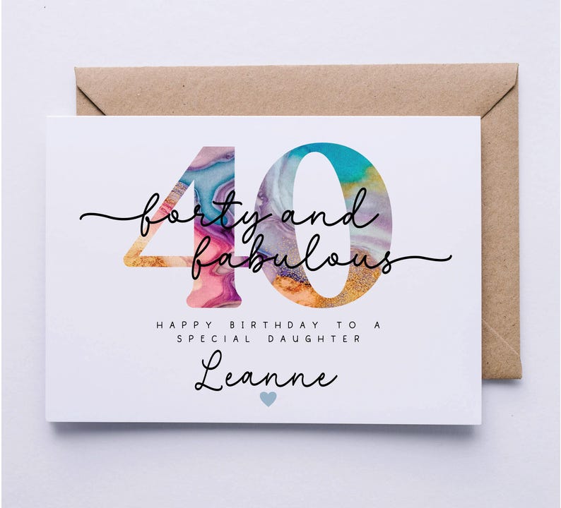 Tarjeta de 40 cumpleaños, tarjeta personalizada, cuarenta hoy, tarjeta para el 40, tarjeta para ella, hija, sobrina, amiga, esposa, hermana, novia, tía imagen 3