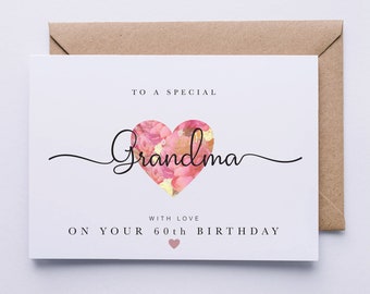 Birthday card for Grandma, Grandma birthday card, Grandma 80th birthday, Grandma 70th birthday, Grandma 60th birthday, 90th, 100th